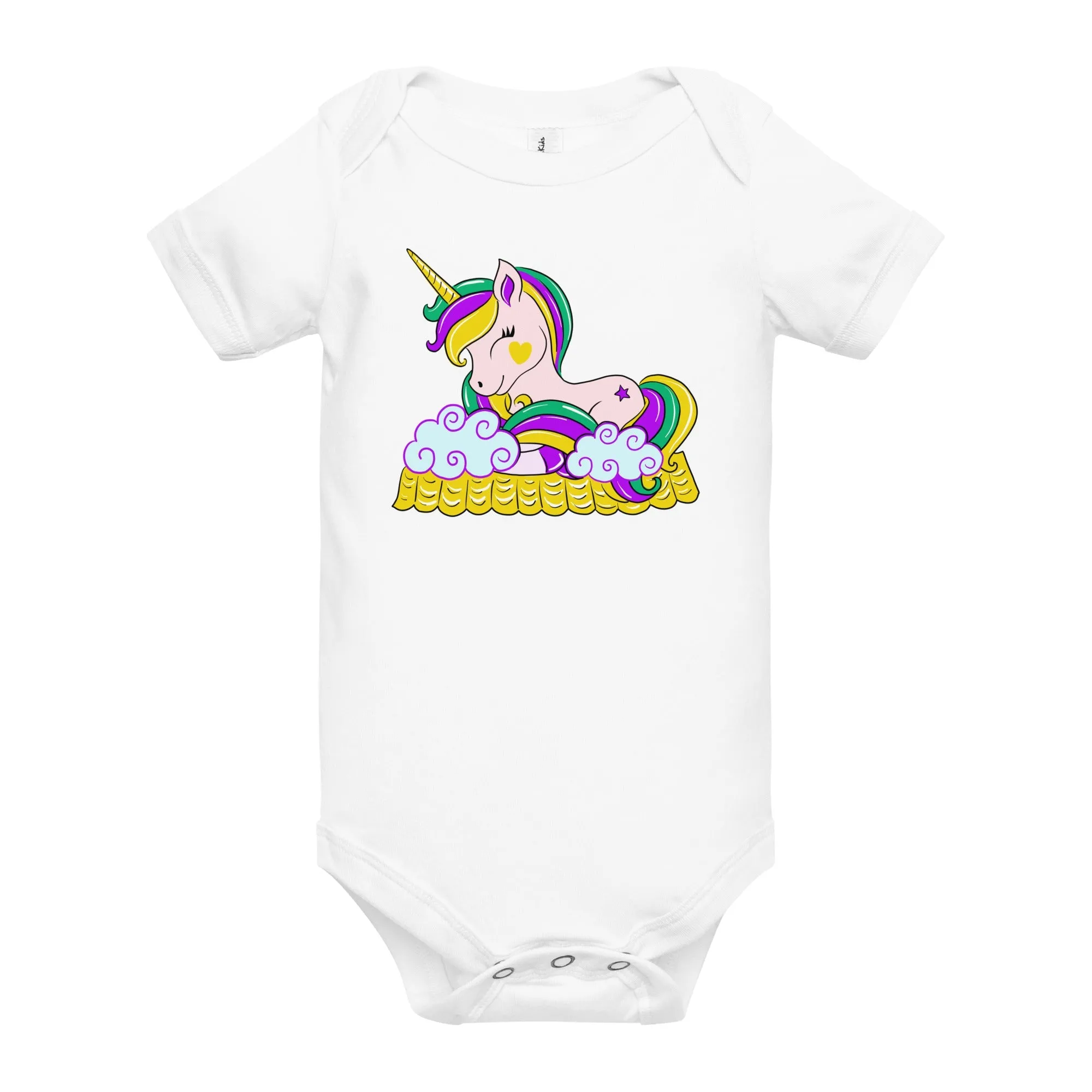 Mardi Gras Unicorn Baby Onesie