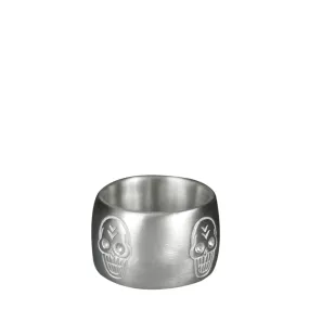 Men's Sterling Silver Wide Skull Band