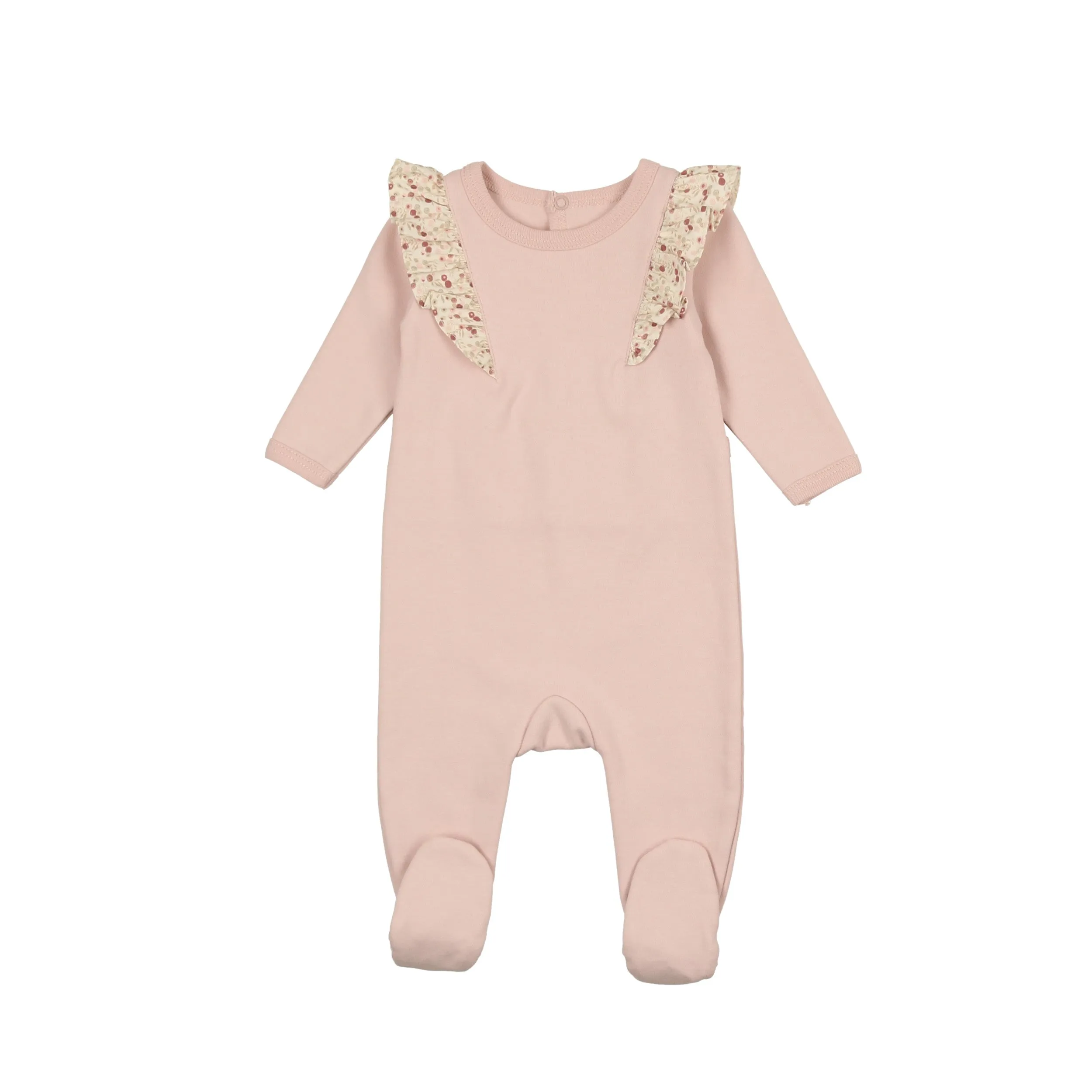 Mon Tresor Baby Floral Frills Footie Ash Rose