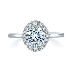 OVAL SHAPED HALO DESIGN DIAMOND SETTING, .35 CT TW