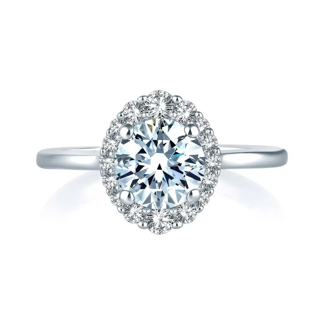 OVAL SHAPED HALO DESIGN DIAMOND SETTING, .35 CT TW