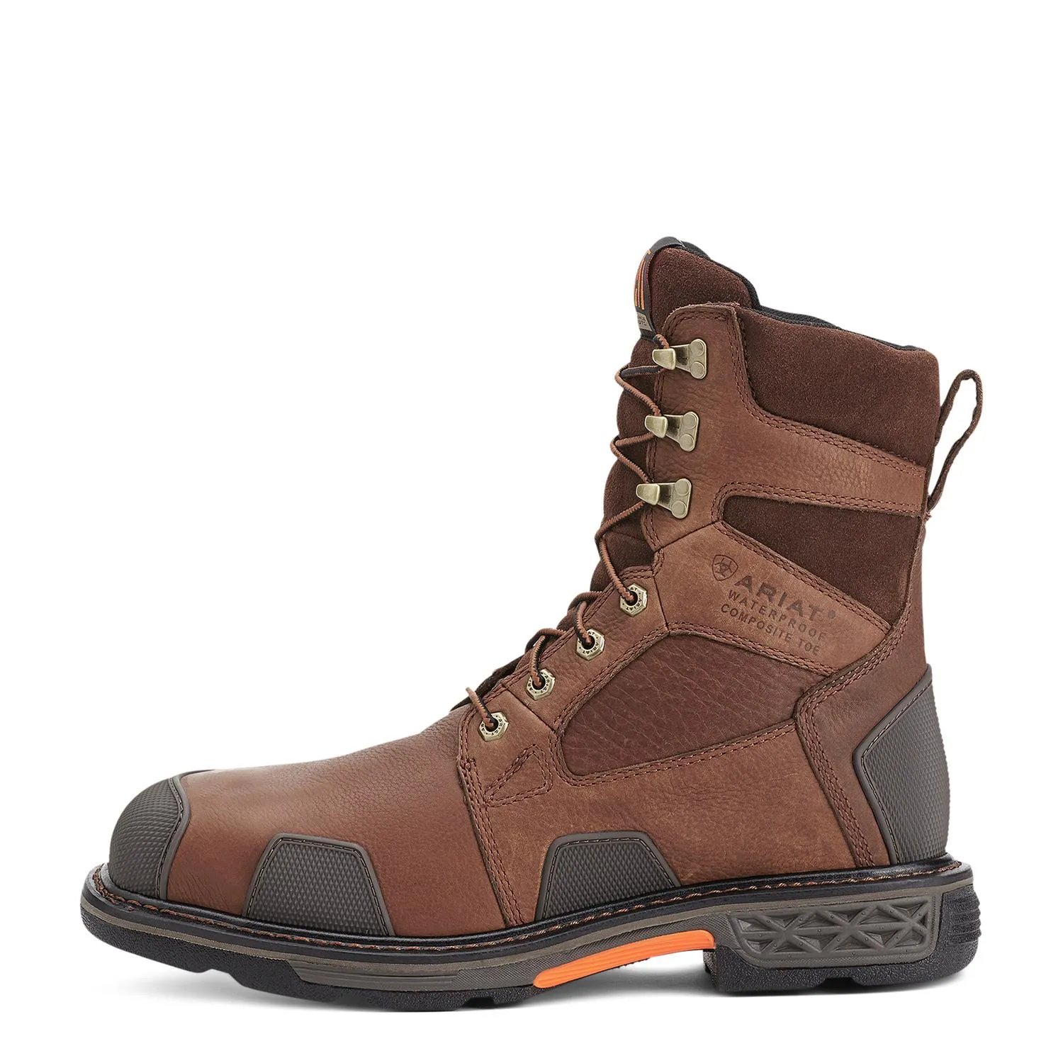 OverDrive 8in Wide Square Toe Waterproof Composite Toe Work Boot Chestnut Brown