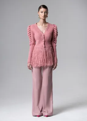 PINK CARDIGAN WITH FRINGES