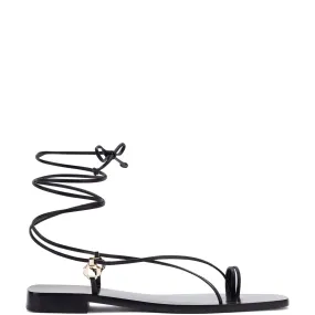 Portofino Flat Sandal In Black Leather