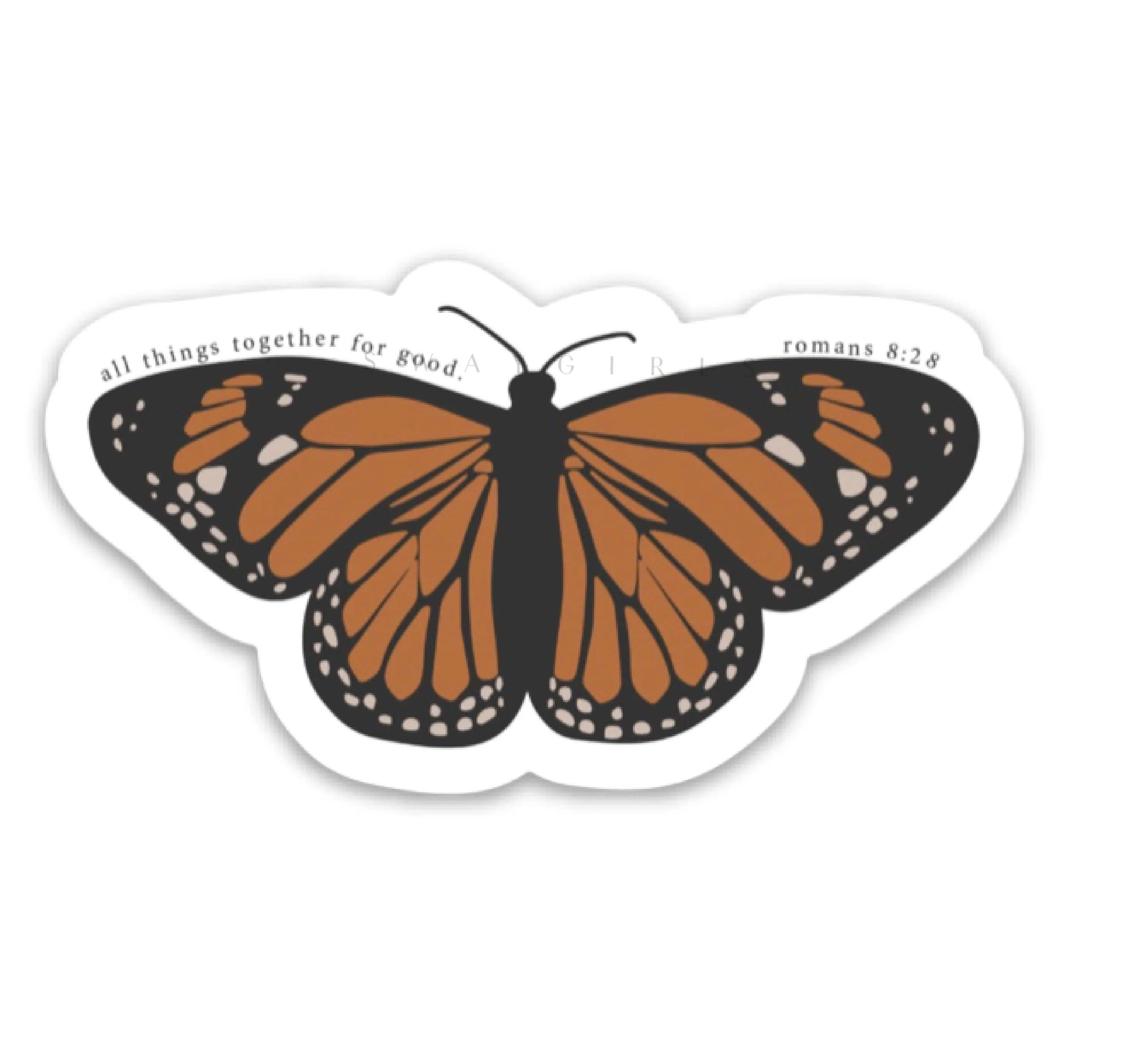 Romans 8:28 sticker | Monarch butterfly sticker