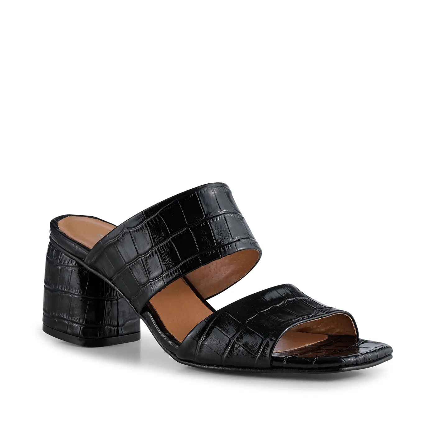 Runa mule læder - BLACK CROCO