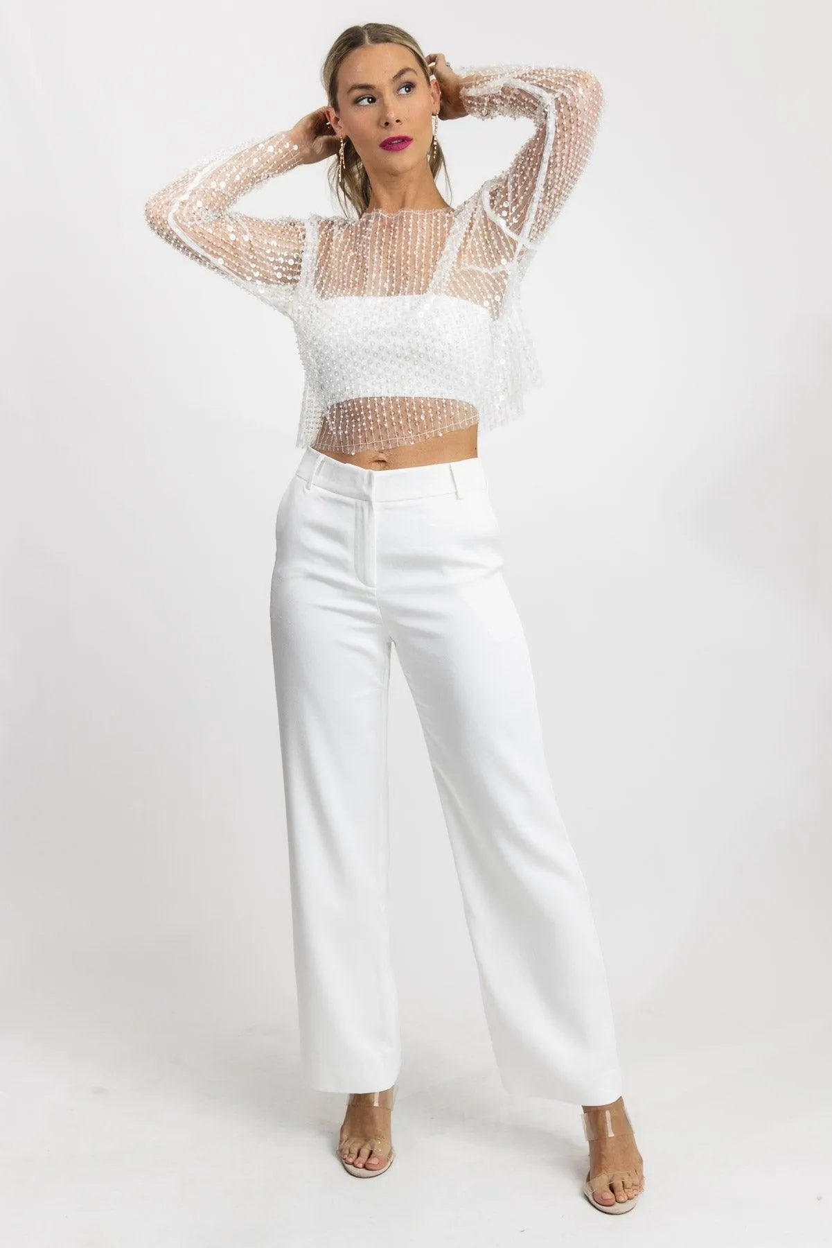 Sequin Soirée White Sequin Top - Final Sale