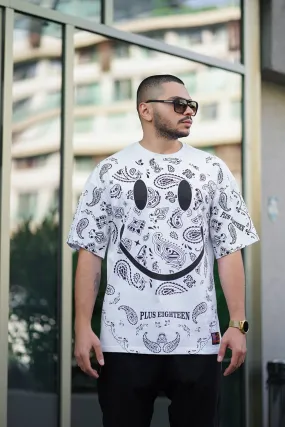 Sneakerjeans White Smiley Printed Oversize T-Shirt PE01