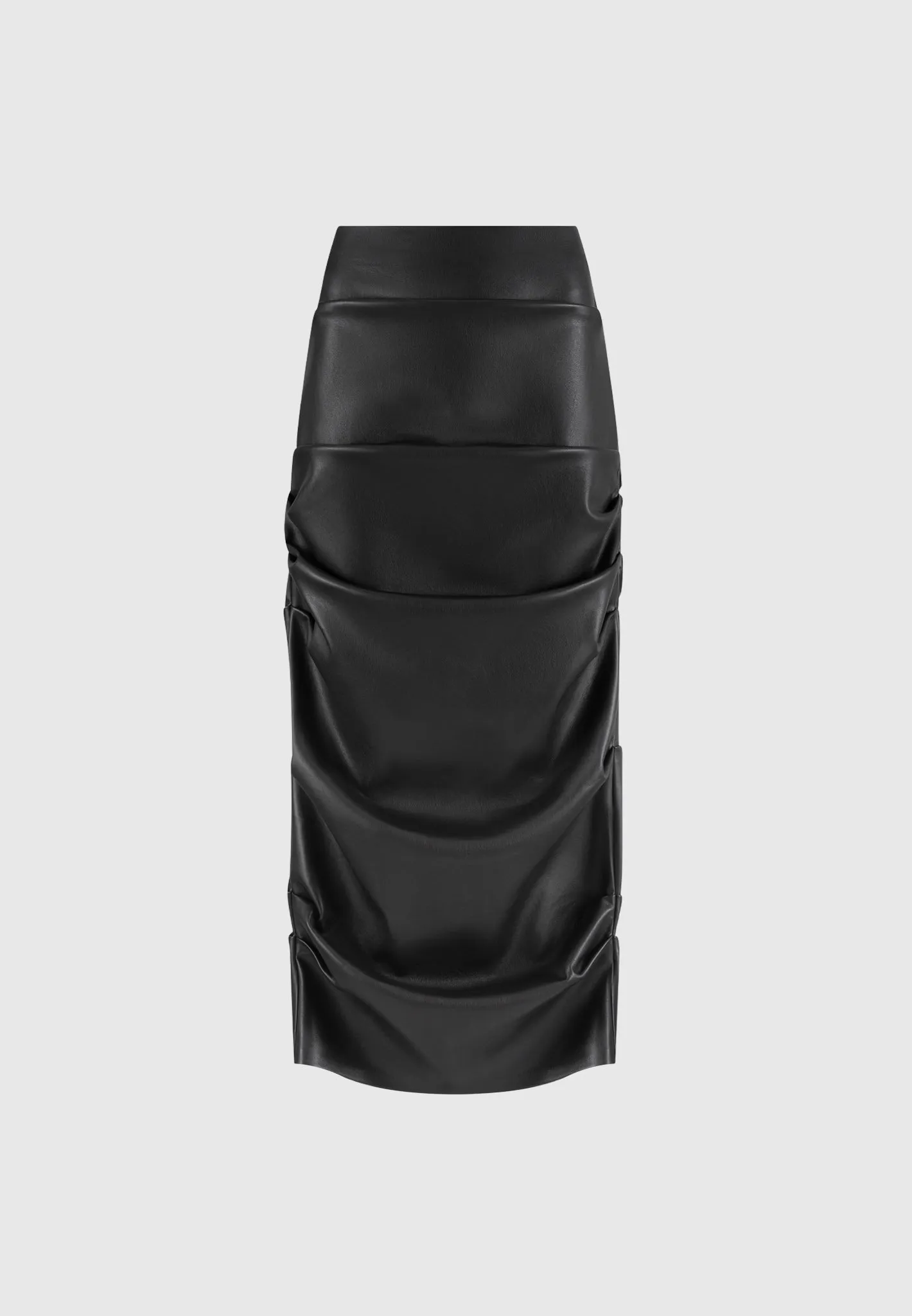 Tacked Leather Midaxi Skirt - Black