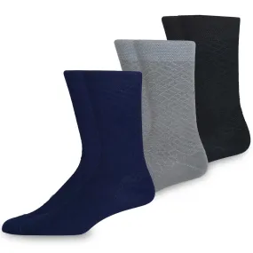 TeeHee Socks Men's Casual Bamboo Crew Black, Grey, Navy 3-Pack (50023)