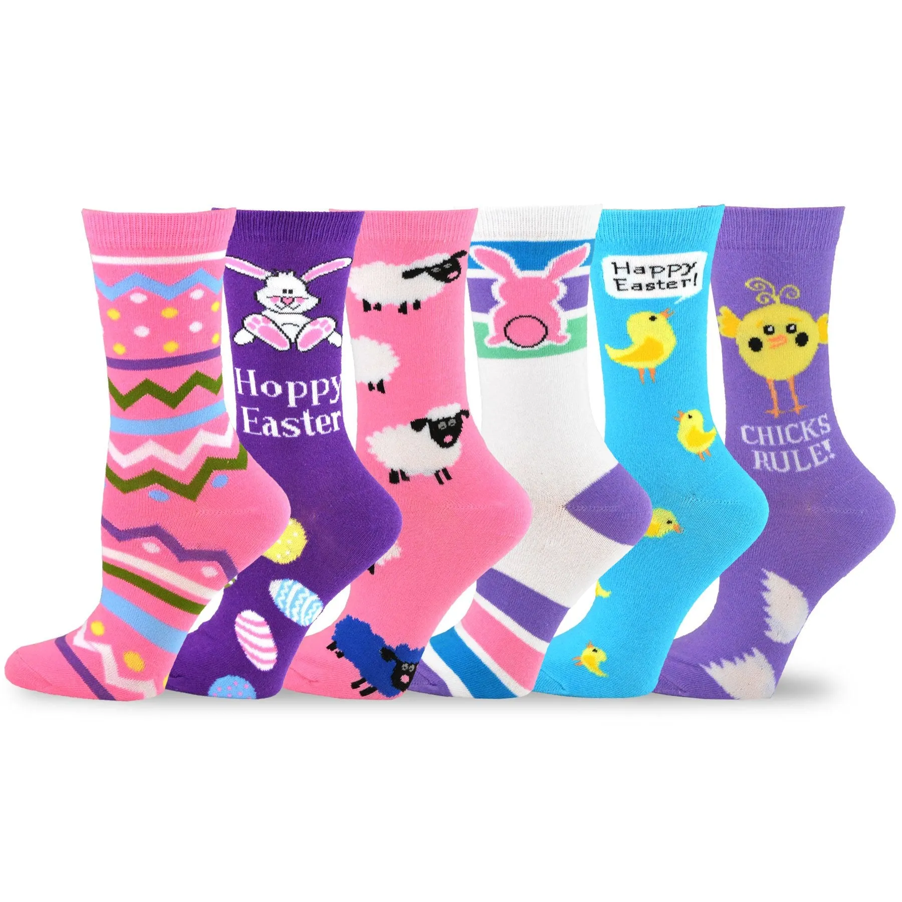 TeeHee Socks Women's Easter Cotton Crew Assorted 6-Pack (11941)