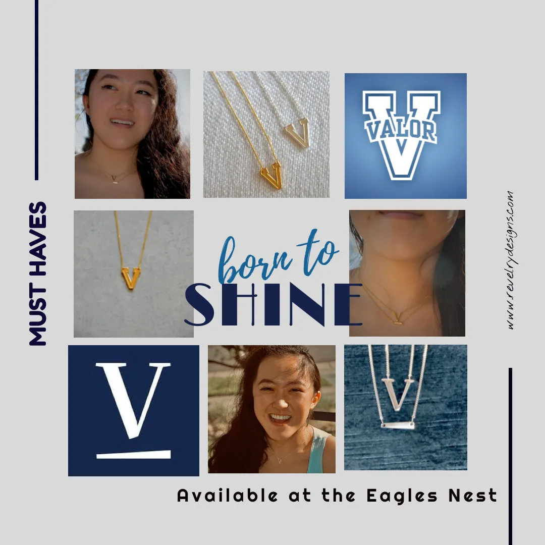 Valor Athletic "V" Necklace - Sterling Silver Plated in 14k Gold