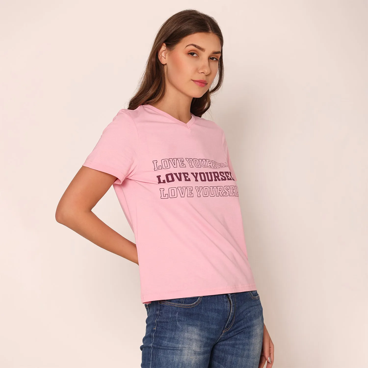 Women Minimalist Typography T-shirt- Love Yourself