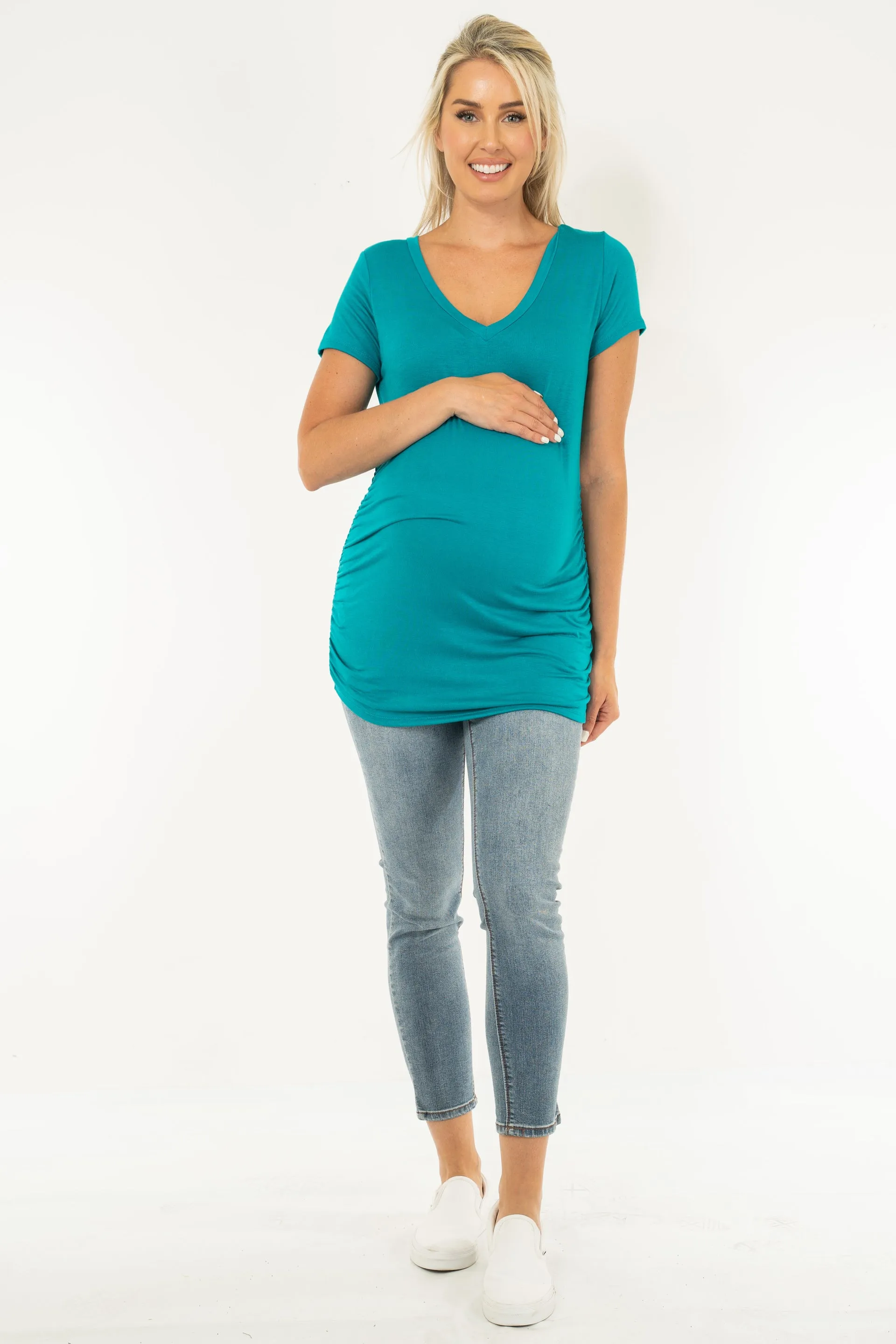 Women's Ruched Maternity V-Neck Tunic