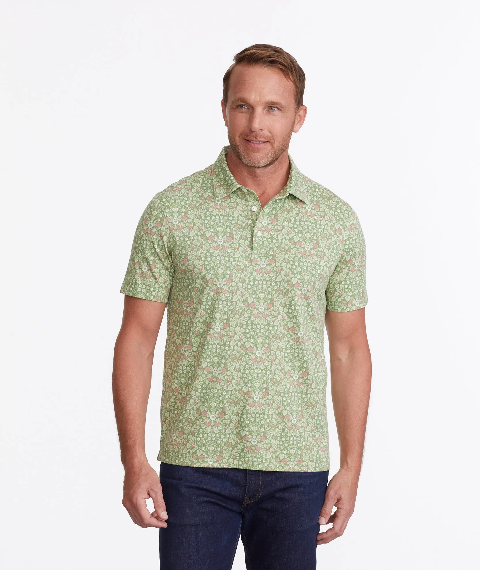 Wrinkle-Free Polo With Floral Print - FINAL SALE